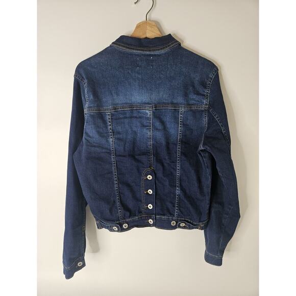 Muse Looks Women Moto Denim Jacket Pockets Size XL Back Button - Picture 2 of 7